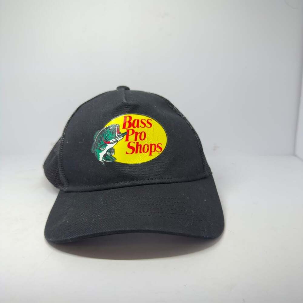 Bass Pro Shops Youth Black Mesh Trucker Snapback Hat Gone Fishing